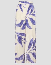 Dinah Leaf Print Trousers, White (WHITE), large