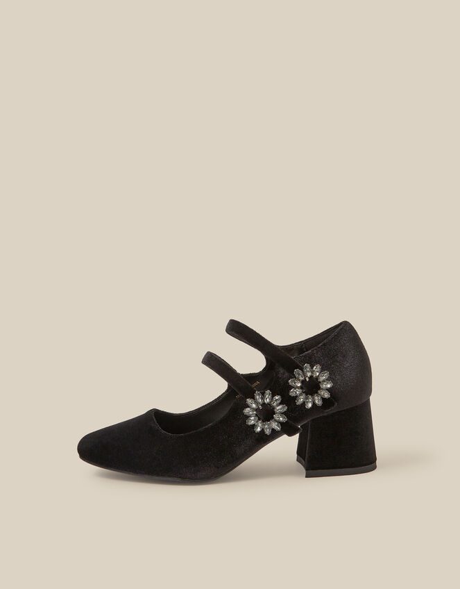 Symone Velvet Mary Jane Block Heels, Black (BLACK), large