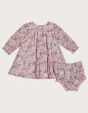 Newborn Ditsy Print Dress Set, Purple (LILAC), large