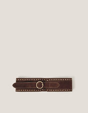 Studded Suede Waist Belt , Brown (CHOCOLATE), large