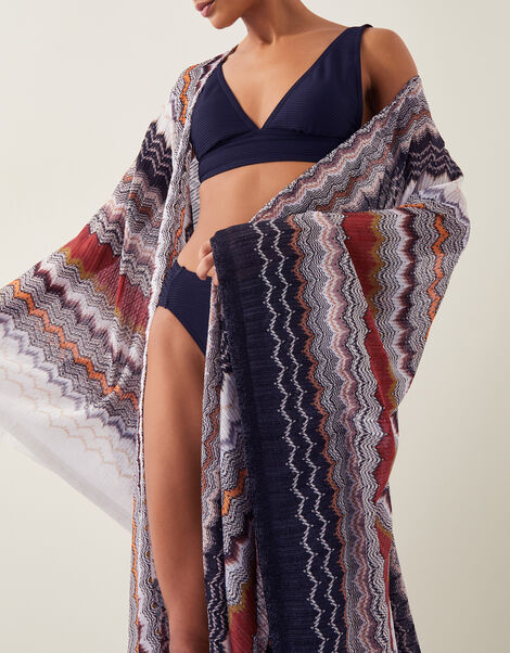 Ava Zigzag Stripe Beach Cover-Up, Natural (NEUTRAL), large