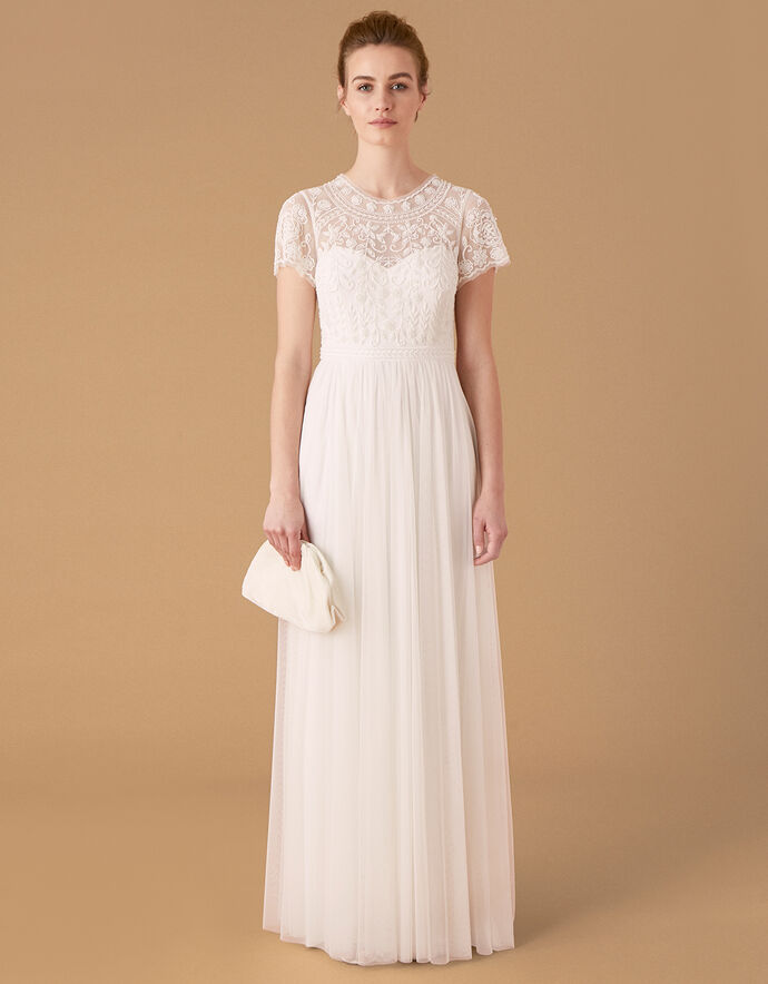 Olive Floral Embellished Tulle Bridal Dress Ivory | Wedding Dresses ...