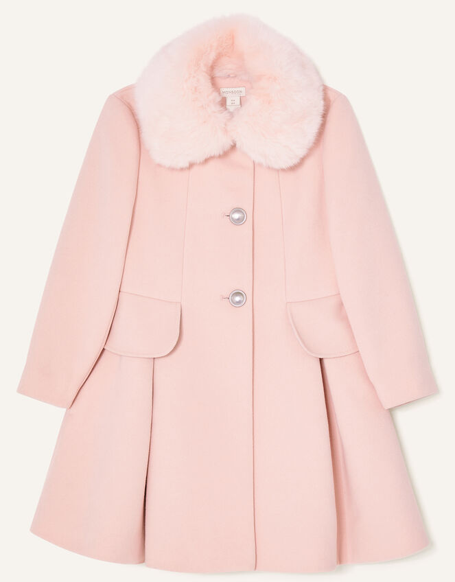 Frill Bow Back Coat, Pink (PALE PINK), large