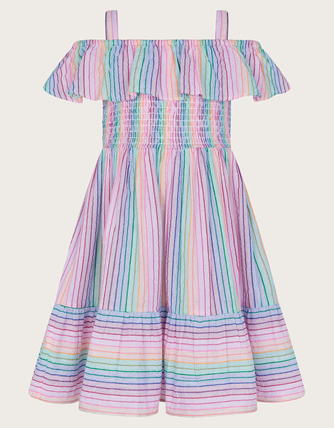  Stripe Frill Beach Dress, Ivory (IVORY), large