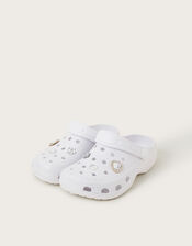 Bridesmaid Sparkle Charm Clogs, Ivory (IVORY), large