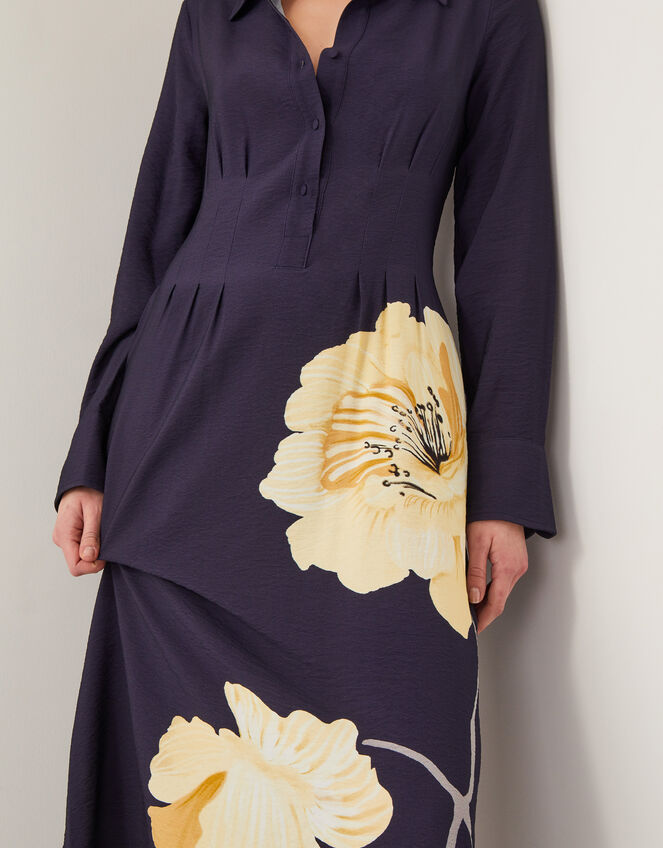 Fearne Floral Midi Shirt Dress, Blue (NAVY), large