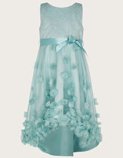 Ivy 3D Rose High Low Dress, Green (GREEN), large