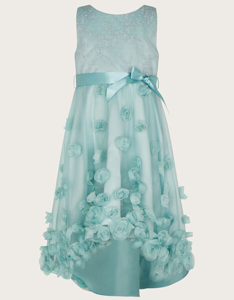 Ivy 3D Rose High Low Dress, Green (GREEN), large