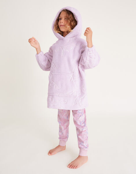 Fleece Unicorn Print Blanket Hoodie, Pink (PINK), large