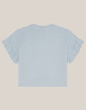 The Bright Side Frill T-Shirt, Blue (BLUE), large