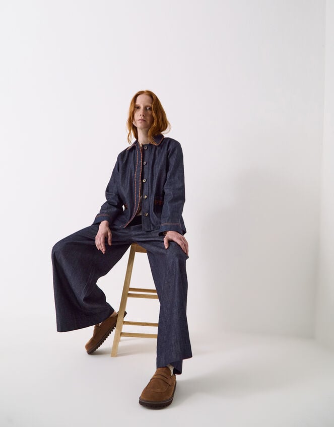 East Jayla Wide Leg Denim Trousers, Blue (NAVY), large