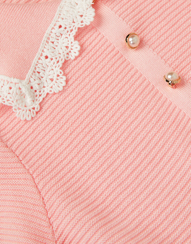 Lace Collar Knit Dress, Pink (PINK), large