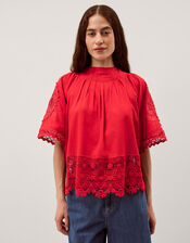 Emory Floral Lace Top, Red (RED), large