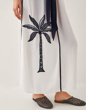 Nyla Embroidered Tie Maxi Dress, White (WHITE), large