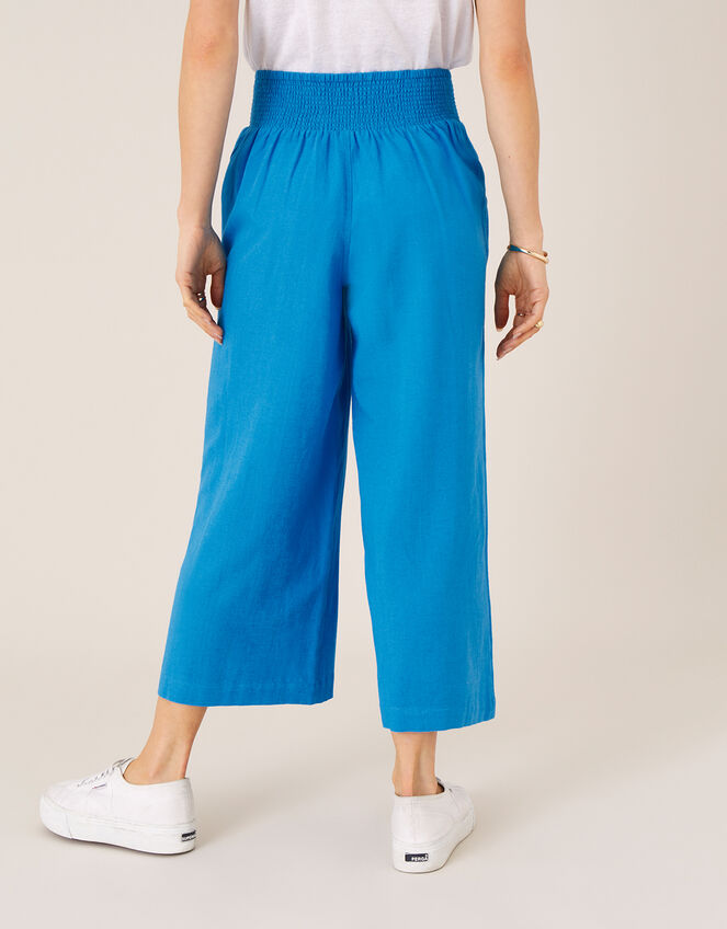 Cropped Trousers in Linen Blend, Blue (BLUE), large