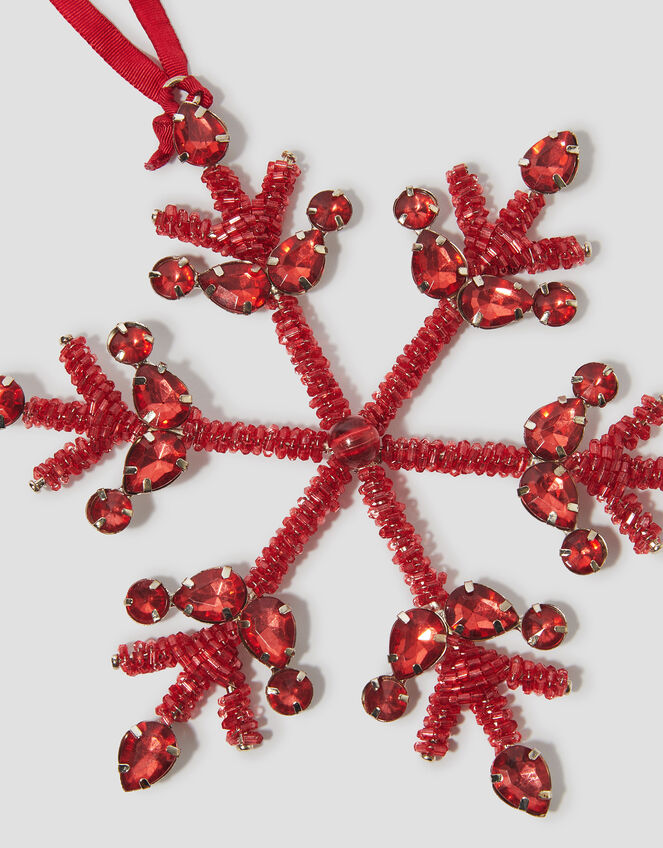 Embellished Snowflake Christmas Tree Decoration, Red (RED), large