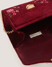 Floral Embroidered Velvet Bag, , large