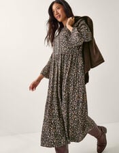 Harriet Floral Embellished Midi Dress, Black (BLACK), large