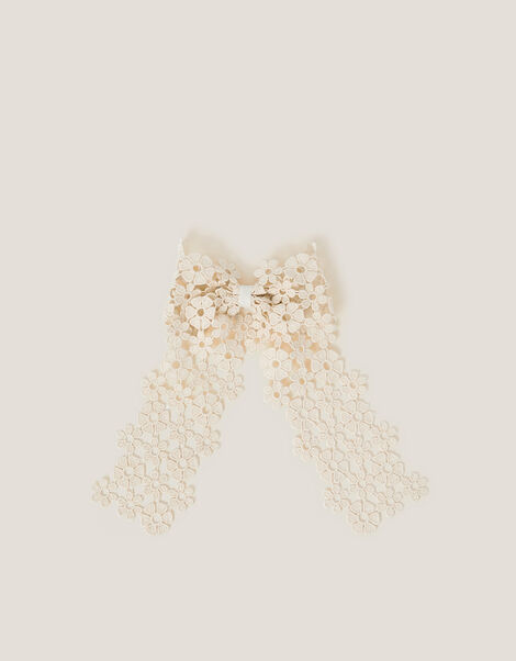 Daisy Lace Bow Hair Clip, , large