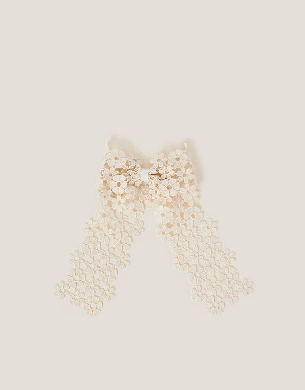 Daisy Lace Bow Hair Clip, , large