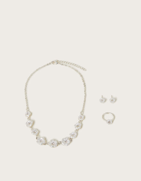 Pearly Flower Jewellery Set, Ivory (IVORY), large