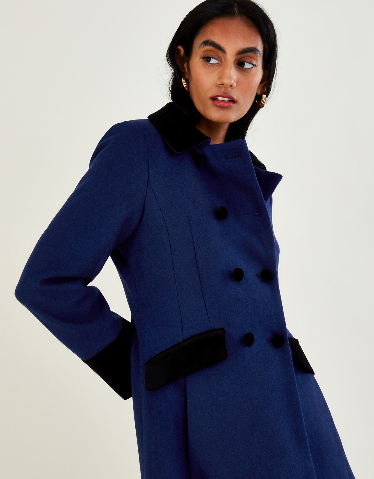 Blue velvet coat discount women's
