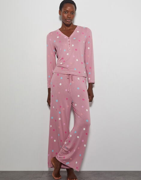 Sabrina Spot Long Pyjamas Set, Pink (BLUSH), large