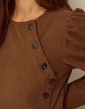 Silvia Button Stretch Corduroy Midi Dress, Tan (TAN), large