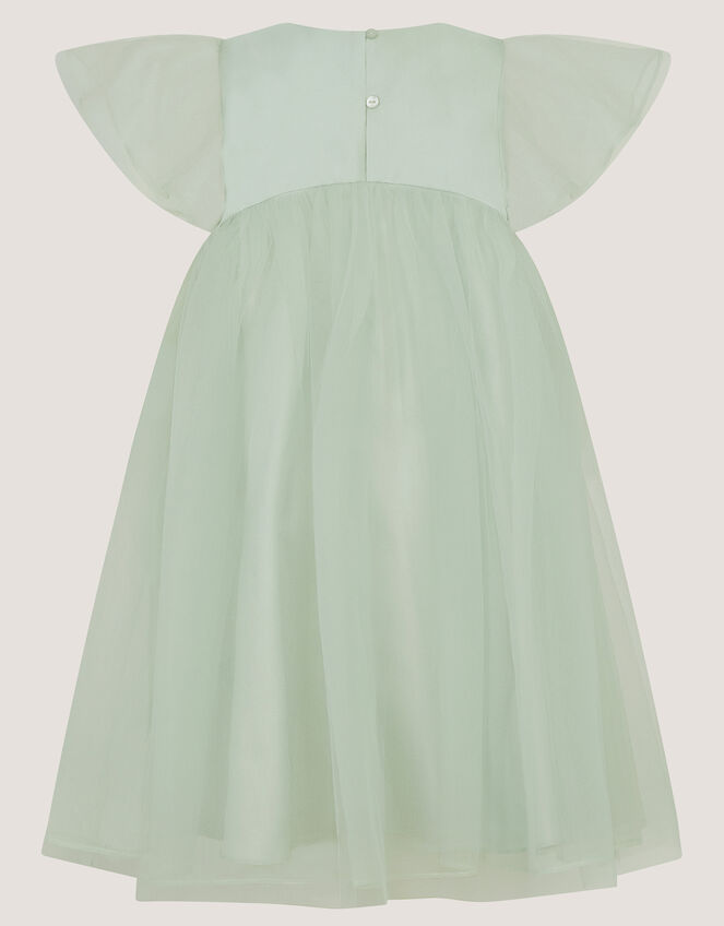 Winnie Satin Bow Party Dress, Green (SAGE), large