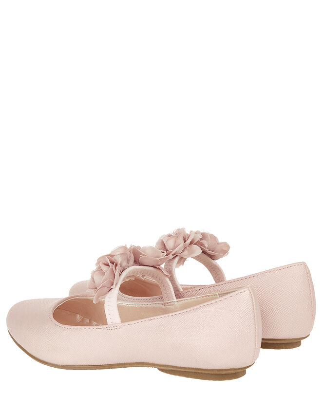 Dora Corsage Shimmer Ballet Flats, Pink (PALE PINK), large