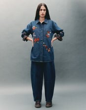East Ozla Denim Barrel Trousers, Blue (DENIM), large