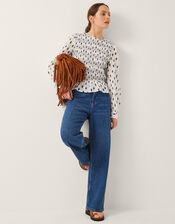 Molly Spot Smocked Top, Ivory (IVORY), large