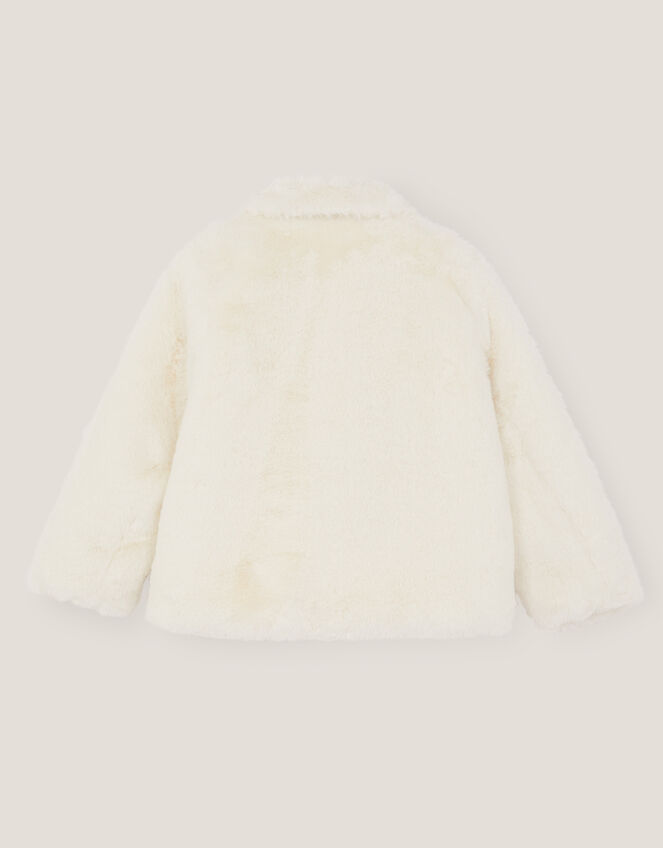 Bow Faux Fur Coat, Cream (CREAM), large