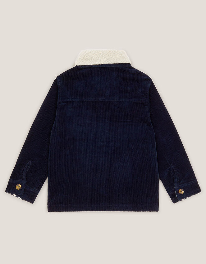 Corduroy Borg Collar Shirt, Blue (NAVY), large