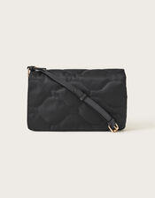 Quilted Nylon Cross-Body Bag, Black (BLACK), large