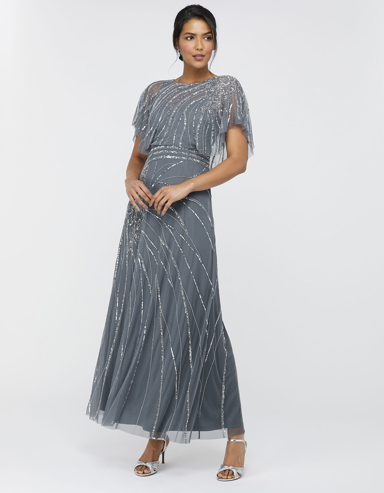 monsoon silver bridesmaid dress