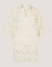 Selena Floral Embroidered Tunic Shirt, Cream (CREAM), large