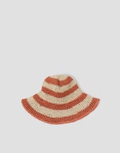 Lola Stripe Straw Bucket Hat, , large