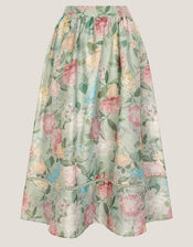 Agnes Floral Print Midi Skirt, Green (SAGE), large
