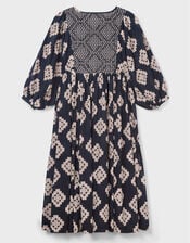 East Kaira Cotton Midi Dress, Black (BLACK WHITE), large