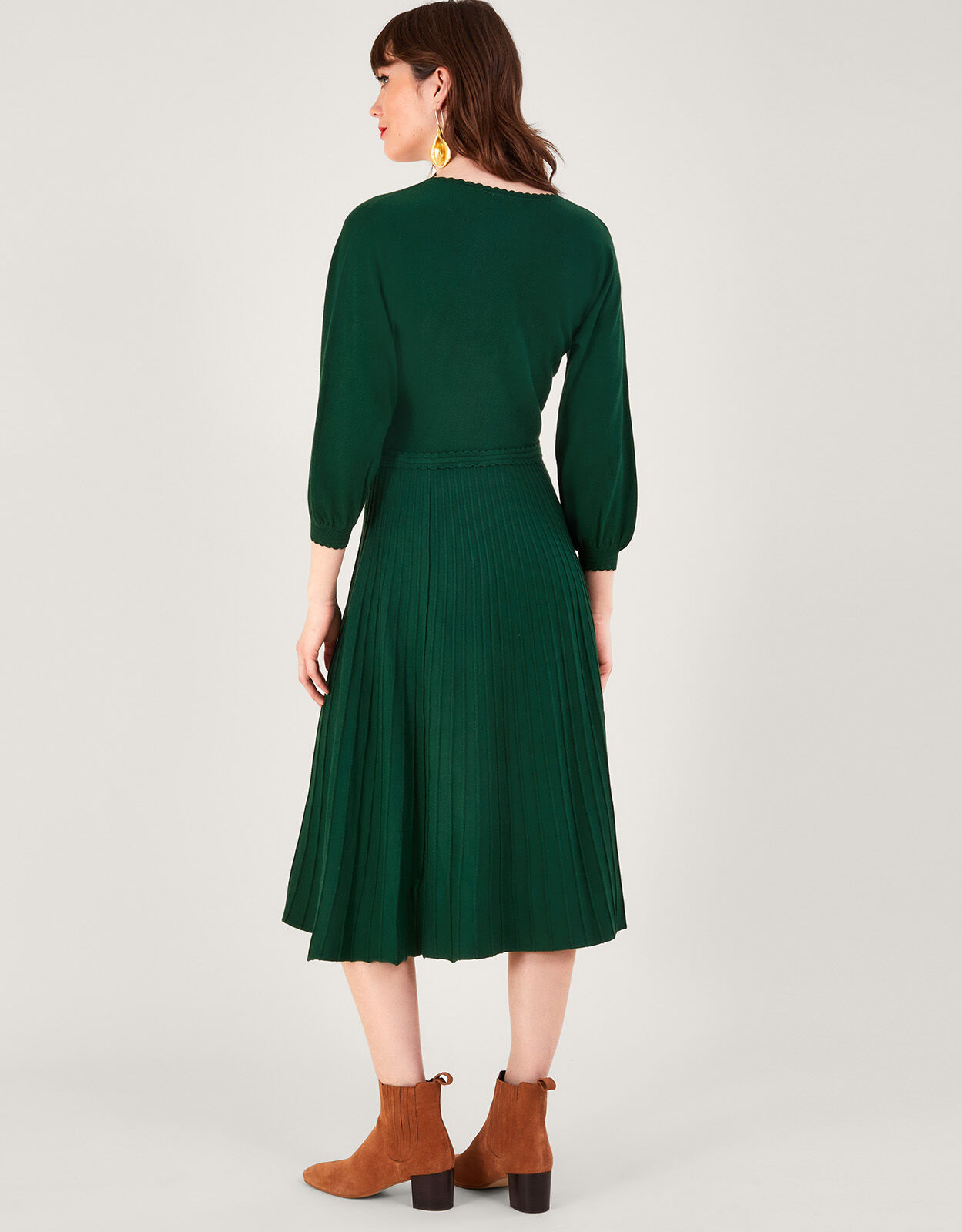 V Neck Midi Dress with LENZING ECOVERO Green