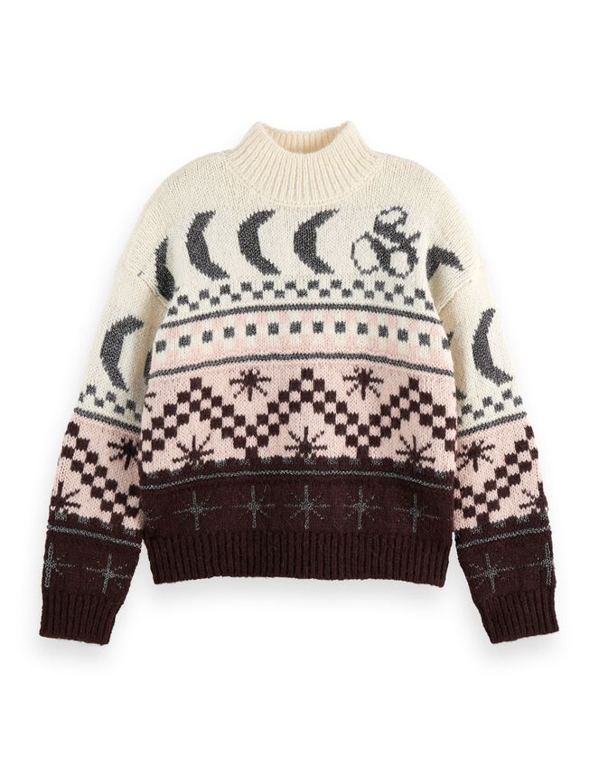 Scotch & Soda Metallic Celestial Fair Isle Jumper, Multi (MULTI), large