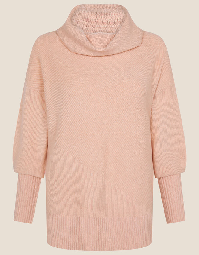 Plain Stitch Split Neck Jumper, Orange (PEACH), large