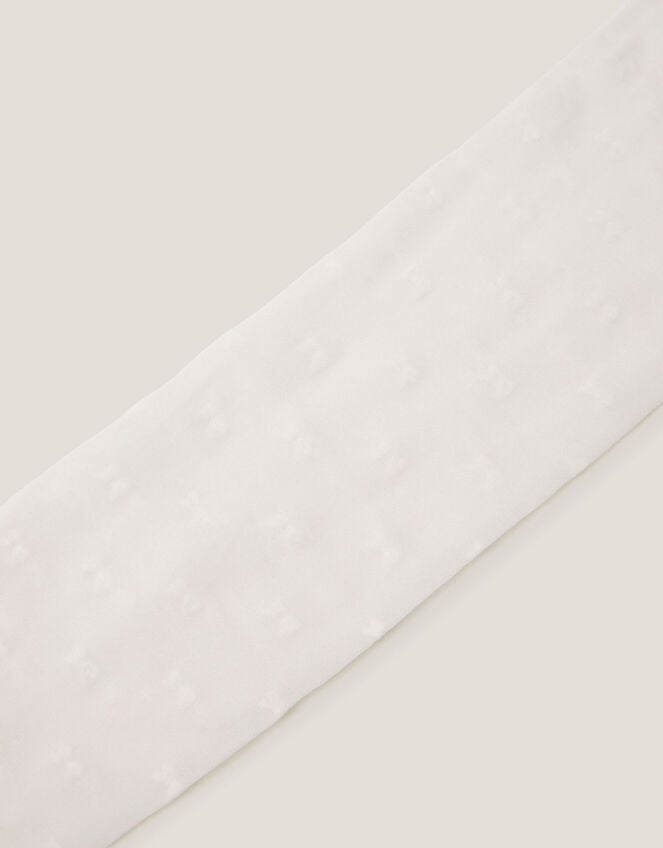 Semi-Sheer Bow Tights, White (WHITE), large