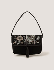 Osha Embroidered Velvet Shoulder Bag, , large