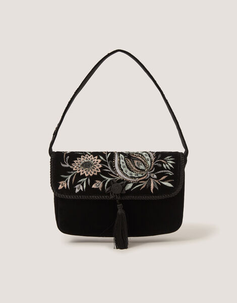 Osha Embroidered Velvet Shoulder Bag, , large