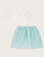 Baby Jacquard Skirt and Top Set, Green (GREEN), large