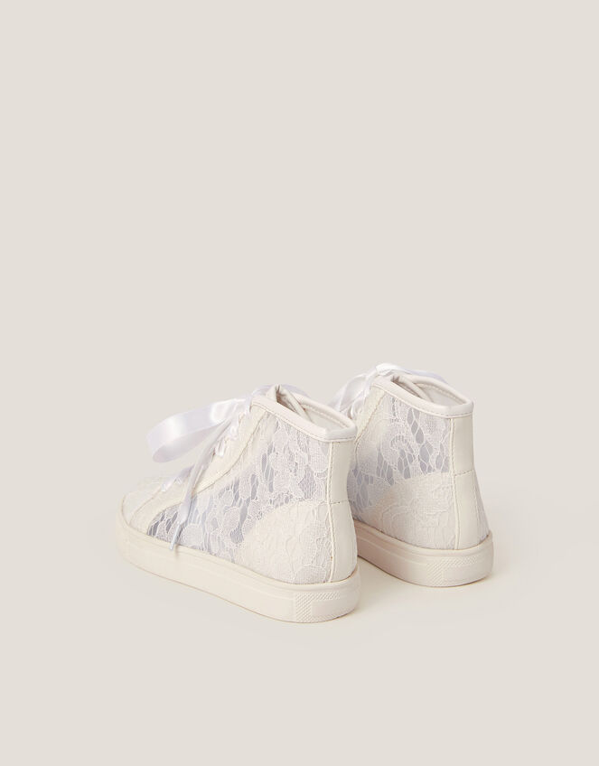 Lace High-Top Sneakers, Ivory (IVORY), large