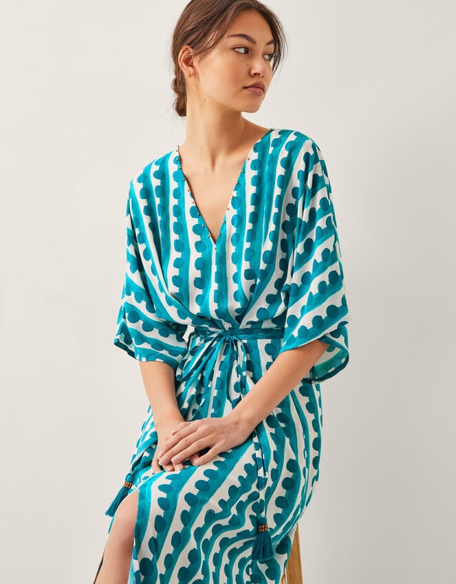 Indah Print Kaftan Dress, Blue (TURQUOISE), large