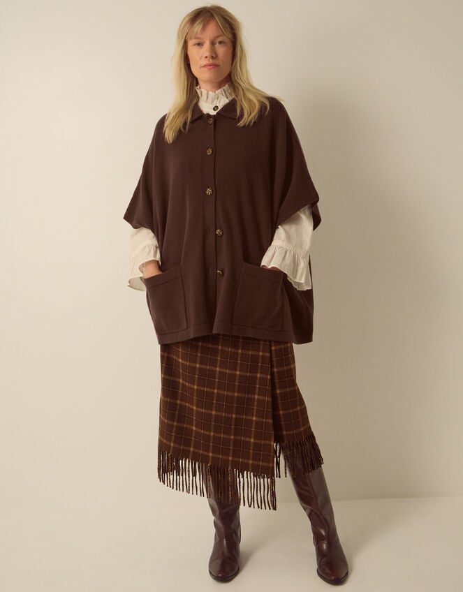 Bliss Collar Cape Sleeve Cardigan, Cognac (COGNAC), large